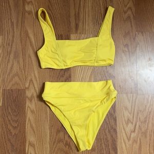 Yellow High Waisted High Cut Bikini